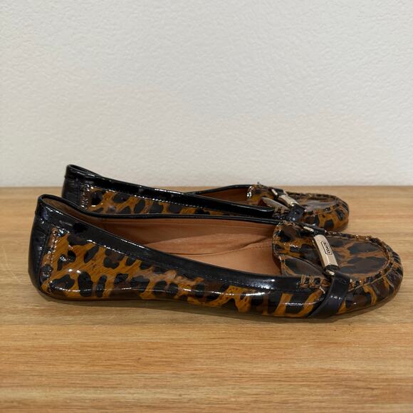 Coach Berdina Patent Leather Leopard Cheetah Flats Loafers Moccasins Size 9.5 - Picture 9 of 13